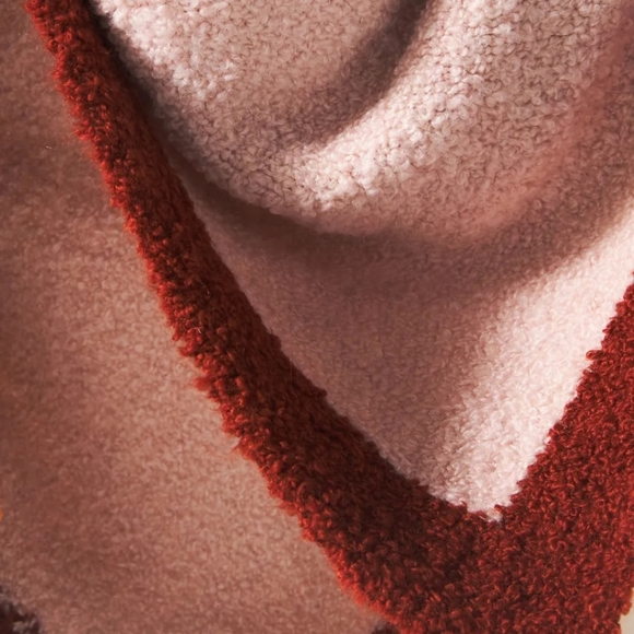 Anthropologie Rodi Bouclé Throw Blanket - peach pink/burgandy - Picture 2 of 10